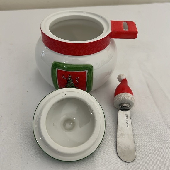 Christmas Ceramic cheese dip bowl with spreader - Picture 6 of 6